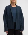 EILEEN FISHER PETITE OPEN-FRONT BOILED WOOL JACKET