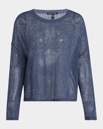 Eileen Fisher Petite Open-knit Crewneck Sweater In Eclipse