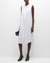 Eileen Fisher Mandarin Collar Dress In White