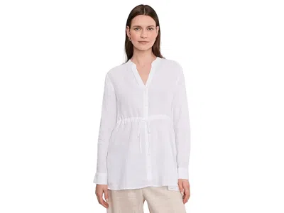 Eileen Fisher Petite Organic Handkerchief Linen Long Shirt With Drawstring In White