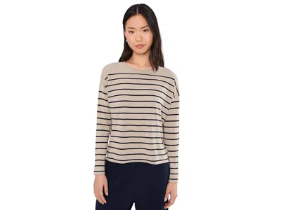 Eileen Fisher Petite Organic Linen Cotton Jewel Neck Sweater In Black