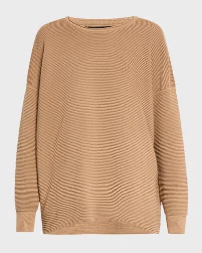 Eileen Fisher Petite Ribbed Crewneck Tunic In Biscuit