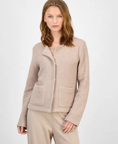Eileen Fisher Petite Round Neck Jacket In Pink