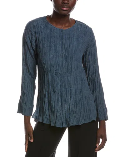 Eileen Fisher Petite Round Neck Silk Shirt In Purple