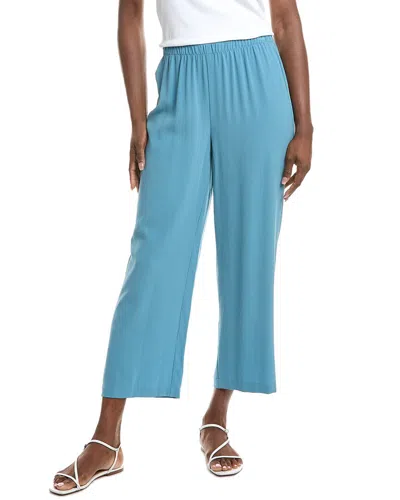 Eileen Fisher Petite Silk Straight Ankle Pant In Blue