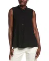 Eileen Fisher Petite Sleeveless Silk Shirt In Black