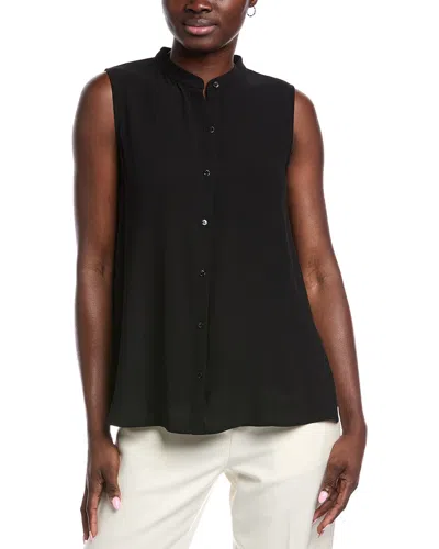 Eileen Fisher Petite Sleeveless Silk Shirt In Black