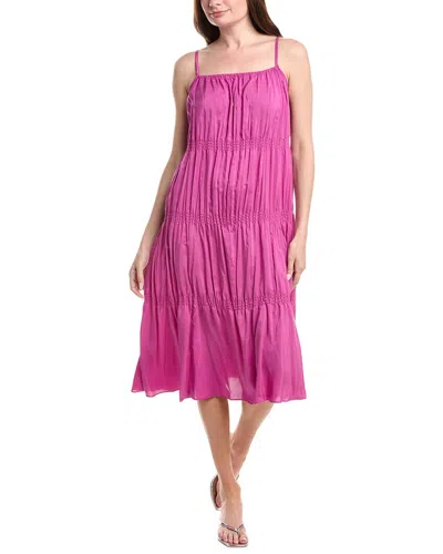 Eileen Fisher Petite Smocked Silk Dress In Pink