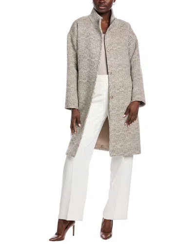 Eileen Fisher Petite Stand Collar Alpaca, Wool & Silk-blend Jacket In Gray