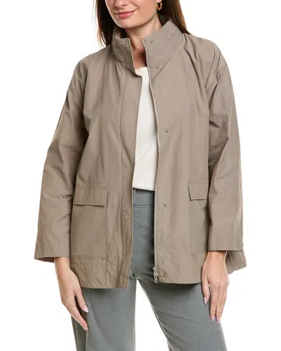 Eileen Fisher Petite Stand Collar Coat In Neutral