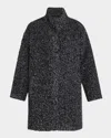 EILEEN FISHER PETITE STAND-COLLAR CURLY ALPACA WOOL COAT