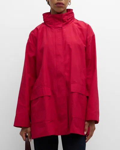 Eileen Fisher Petite Stand-collar Jacket With Hidden Hood In Azalea