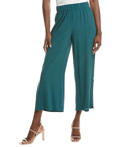 Eileen Fisher Petite Straight Silk Ankle Pant In Green