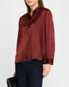 Eileen Fisher Petite Stretch Silk Charmeuse Easy Shirt In Redwood