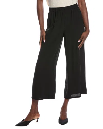 Eileen Fisher Petite Wide Ankle Silk Pant In Black