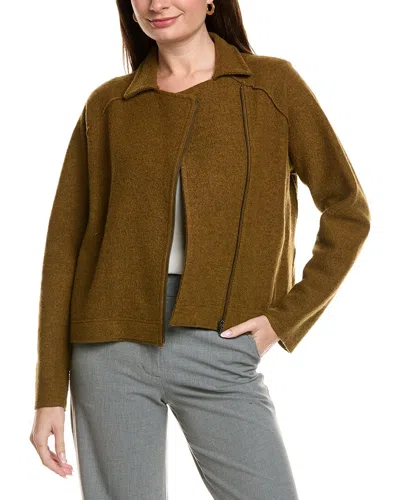 Eileen Fisher Petite Wool Moto Jacket In Brown