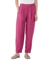 Eileen Fisher Pleated Linen Ankle Lantern Pants In Geranium
