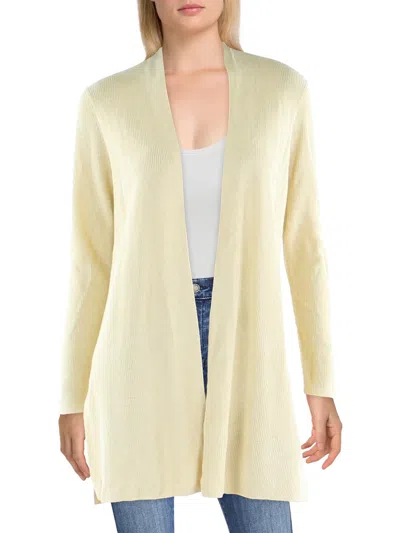 Eileen Fisher Petites Womens Linen Blend Long Cardigan Sweater In Yellow