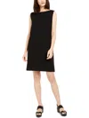Eileen Fisher Short Sleeve Organic Cotton Shift Dress In Black