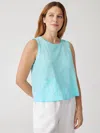 Eileen Fisher Pigment-dyed Organic Cotton Crew Neck Tank In Blue