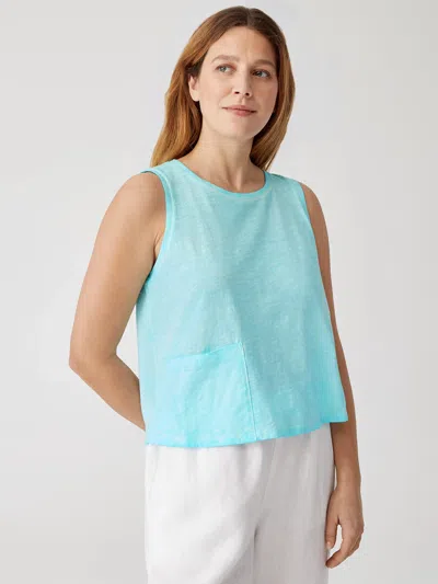 Eileen Fisher Pigment-dyed Organic Cotton Crew Neck Tank In Blue