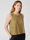 Eileen Fisher Pigment-dyed Organic Cotton Crew Neck Tank In Brown