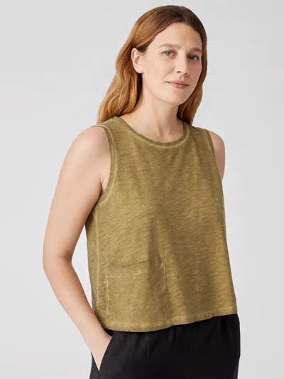 Eileen Fisher Pigment-dyed Organic Cotton Crew Neck Tank In Brown