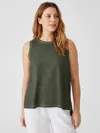 Eileen Fisher Pigment-dyed Organic Cotton Crew Neck Tank In Green