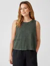 Eileen Fisher Pigment-dyed Organic Cotton Crew Neck Tank In Green
