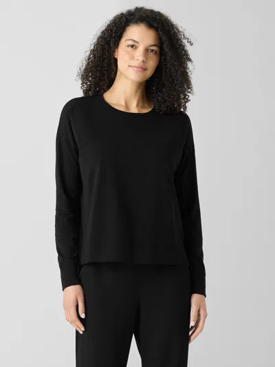 Eileen Fisher Pima Cotton Stretch Jersey Box-top In Black