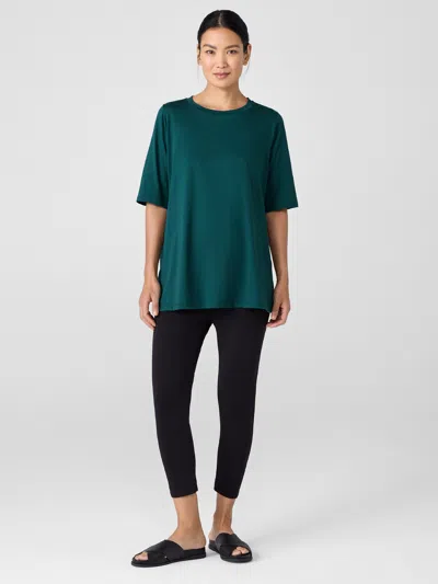 Eileen Fisher Pima Cotton Stretch Jersey Capri Leggings In Black