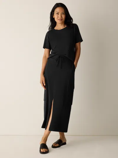 Eileen Fisher Pima Cotton Stretch Jersey Cargo Skirt In Black
