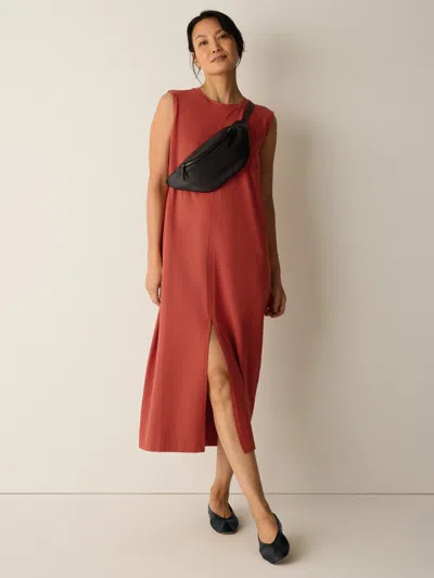 Eileen Fisher Pima Cotton Stretch Jersey Crew Neck Dress In Orange