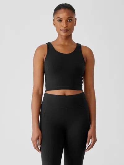 Eileen Fisher Pima Cotton Stretch Jersey Cropped Tank In Black