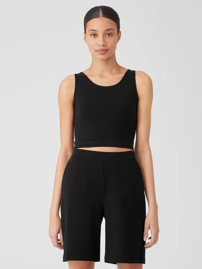Eileen Fisher Pima Cotton Stretch Jersey Cropped Tank In Black