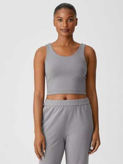 Eileen Fisher Pima Cotton Stretch Jersey Cropped Tank In Gray