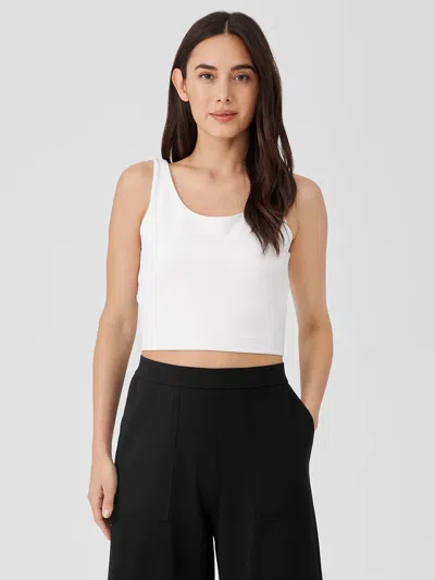 Eileen Fisher Pima Cotton Stretch Jersey Cropped Tank In White