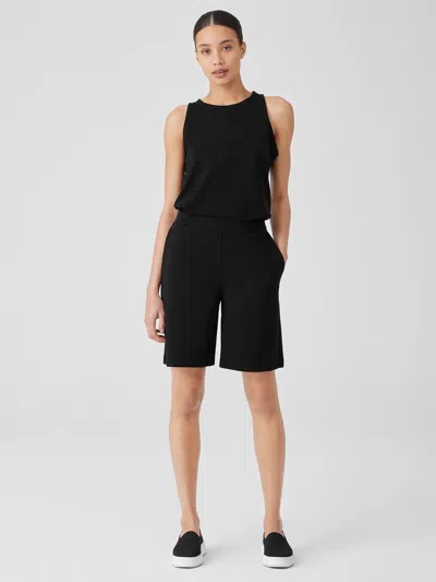 Eileen Fisher Pima Cotton Stretch Jersey Flared Shorts In Black