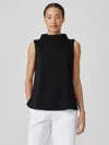 Eileen Fisher Pima Cotton Stretch Jersey Funnel Neck Tank In Black