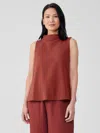 Eileen Fisher Pima Cotton Stretch Jersey Funnel Neck Tank In Red