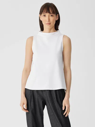 Eileen Fisher Pima Cotton Stretch Jersey Funnel Neck Tank In White