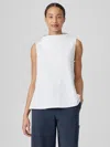 Eileen Fisher Pima Cotton Stretch Jersey Funnel Neck Tank In White