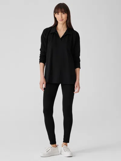 Eileen Fisher Pima Cotton Stretch Jersey High-waisted Leggings In Black