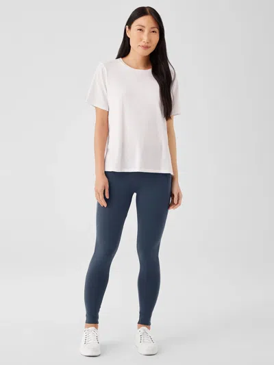 Eileen Fisher Pima Cotton Stretch Jersey High-waisted Leggings In Blue