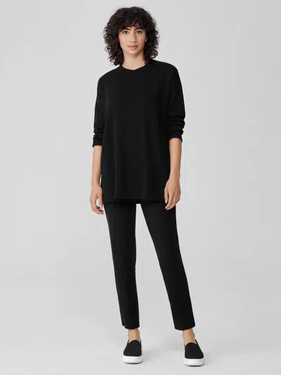 Eileen Fisher Pima Cotton Stretch Jersey High-waisted Pant In Black