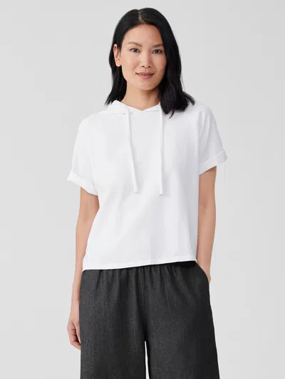 Eileen Fisher Pima Cotton Stretch Jersey Hooded Top In White
