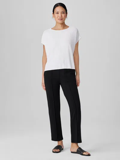 Eileen Fisher Pima Cotton Stretch Jersey Pintuck Pant In Black