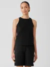 Eileen Fisher Pima Cotton Stretch Jersey Round Neck Tank In Black
