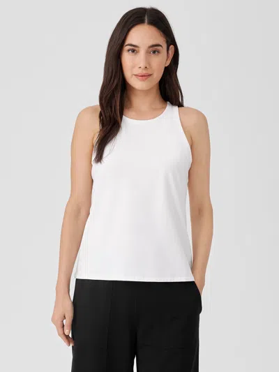 Eileen Fisher Pima Cotton Stretch Jersey Round Neck Tank In White