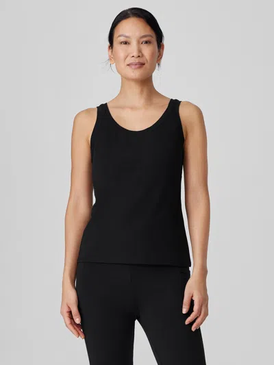 Eileen Fisher Pima Cotton Stretch Jersey Scoop Neck Tank In Black